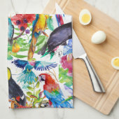 Bunte Aquarell-Papageien Handtuch (Viertel Falte)