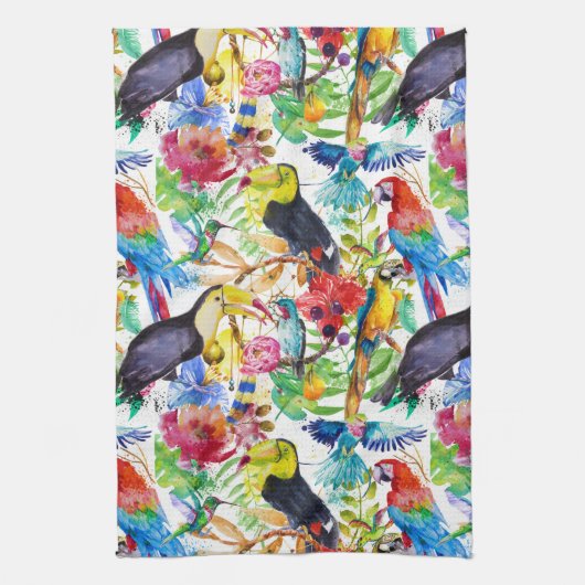 Bunte Aquarell-Papageien Handtuch (Vertikal)