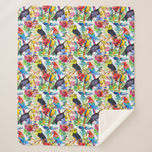 Bunte Aquarell-Papageien Sherpadecke
