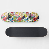 Bunte Aquarell-Papageien Skateboard (Horizontal)