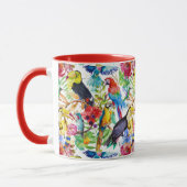 Bunte Aquarell-Papageien Tasse (Links)