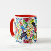 Bunte Aquarell-Papageien Tasse (Vorderseite Links)