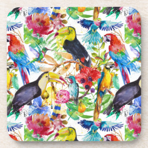 Bunte Aquarell-Papageien Untersetzer