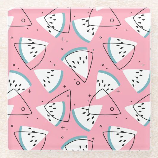 Bunte Aquarell-Wassermelonen Glasuntersetzer (Vorderseite)