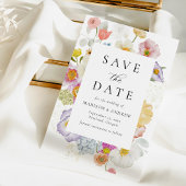 Bunte Aquarell-Wildblumen-Foto-Hochzeit Save The Date
