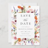 Bunte Aquarell-Wildblumen-Hochzeit Save The Date (Vorderseite)