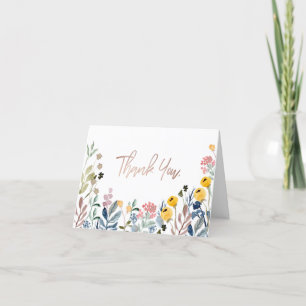 Bunte Aquarell-Wildblumenwiese Dankeskarte