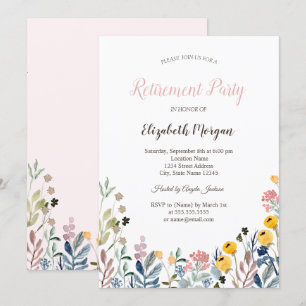 Bunte Aquarell-Wildblumenwiese Ruhestand Einladung