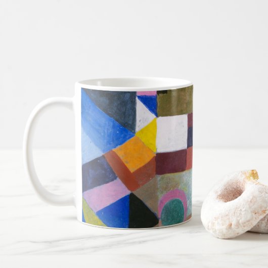 Bunte Architektur von Paul Klee, Abstrakte Kunst Kaffeetasse (Mit Donut)