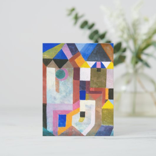 Bunte Architektur von Paul Klee, Abstrakte Kunst Postkarte (Stehend Vorderseite)