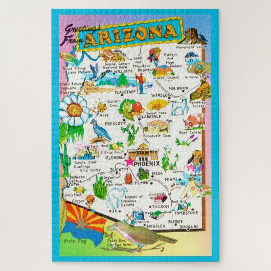 Bunte Arizona-Karte 20x30 Puzzle (Vertikal)