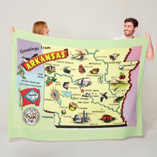 Bunte Arkansas-Karte Fleece-Decke Fleecedecke (Beispiel)