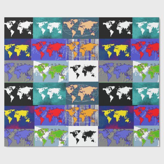 bunte Atlas der Welt Geschenkpapier (Flach)