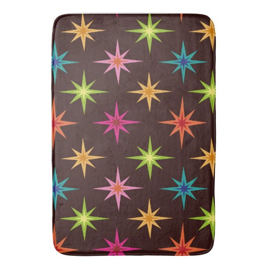 Bunte atomare Sternexplosionen der Funky Mid Centu Badematte (Vorderseite Vertikal)