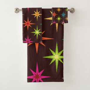 Bunte atomare Sternexplosionen der Funky Mid Centu Badhandtuch Set