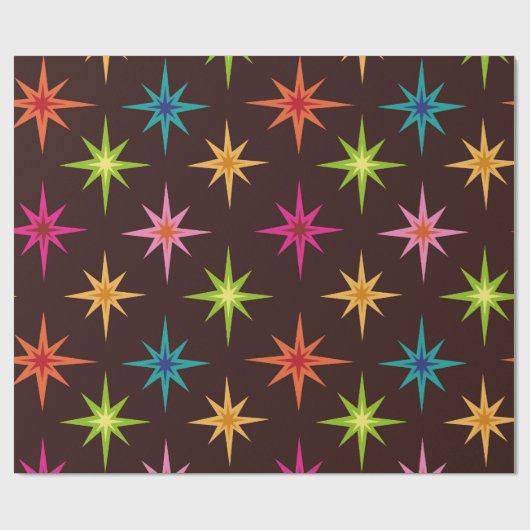 Bunte atomare Sternexplosionen der Funky Mid Centu Geschenkpapier (Flach)