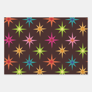 Bunte atomare Sternexplosionen der Funky Mid Centu Geschenkpapier Set