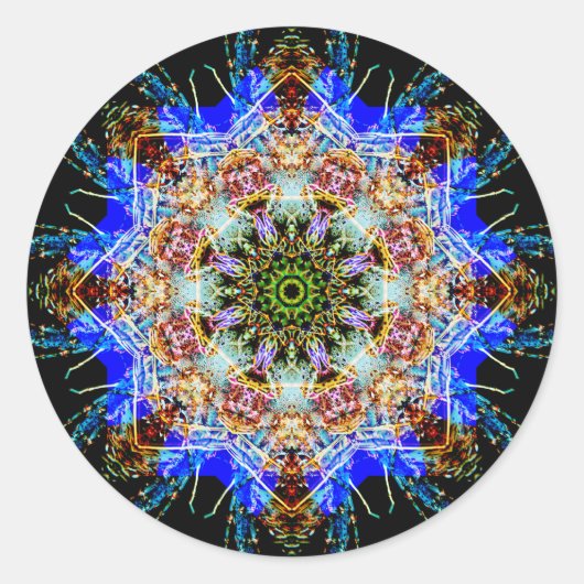 Bunte ausführliche Mandala Runder Aufkleber (Vorderseite)