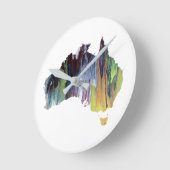 Bunte Australien-Silhouette Runde Wanduhr (Winkel)
