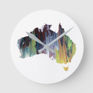 Bunte Australien-Silhouette Runde Wanduhr