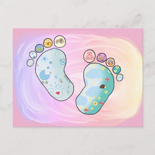 Bunte Babyfüsse Postkarte (Vorderseite)