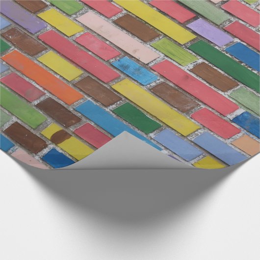 Bunte Backsteinmauer Geschenkpapier (Ecke)