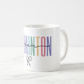 Bunte Badminton-Mama Kaffeetasse (VorderseiteRechts)