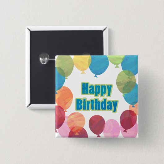 Bunte Ballon Geburtstag Button (Vorne & Hinten)