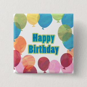 Bunte Ballon Geburtstag Button