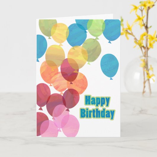 Bunte Ballon Geburtstag Karte (Gelbe Blume)