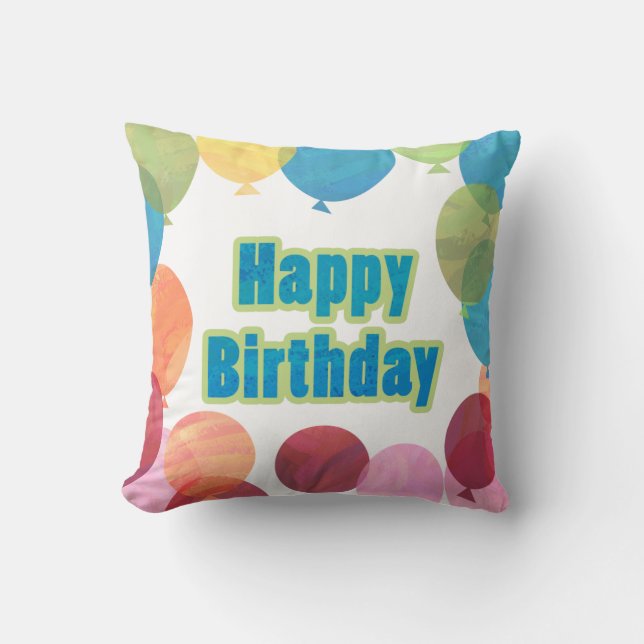 Bunte Ballon Geburtstag Kissen (Vorderseite)