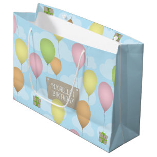 Bunte Ballon-Geburtstags-Muster-Geschenk-Tasche Große Geschenktüte