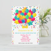 Bunte Ballon Geburtstagsparty Einladung (Stehend Vorderseite)