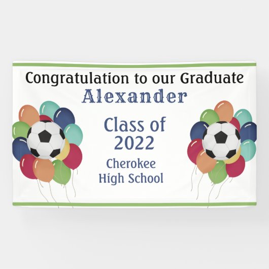 Bunte Ballonfußball-Graduierungsparty Banner (Horizontal)
