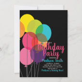 Bunte Ballons Einladung zum Geburtstag (Vorderseite)