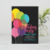 Bunte Ballons Einladung zum Geburtstag (Stehend Vorderseite)