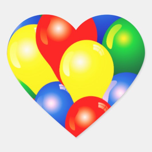 Bunte Ballons Geburtstagsgeschenk Herz-Aufkleber (Vorderseite)