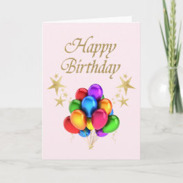 Bunte Ballons Gold Stars Glücklich Geburtstag Karte