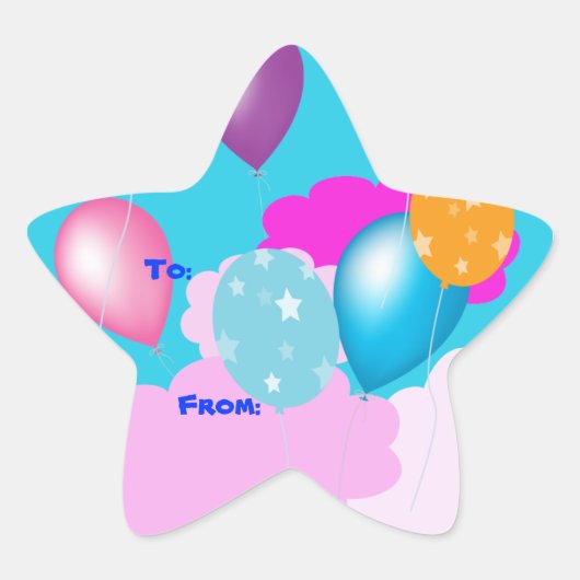 bunte Ballons und Wolken Party Zubehör Stern-Aufkleber (Vorderseite)