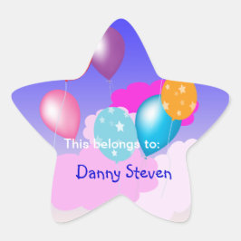 bunte Ballons und Wolken Party Zubehör Stern-Aufkleber