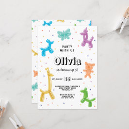 Bunte Ballontiere Geburtstagsparty, jedes Alter Einladung