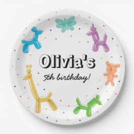 Bunte Ballontiere Geburtstagsparty Pappteller