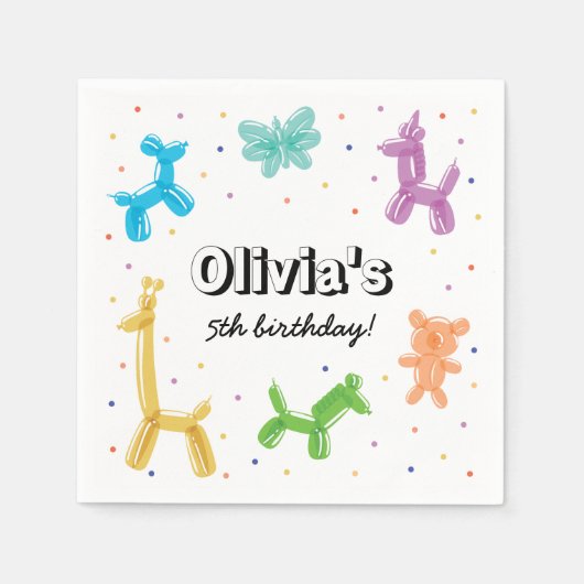 Bunte Ballontiere Geburtstagsparty Serviette (Vorderseite)