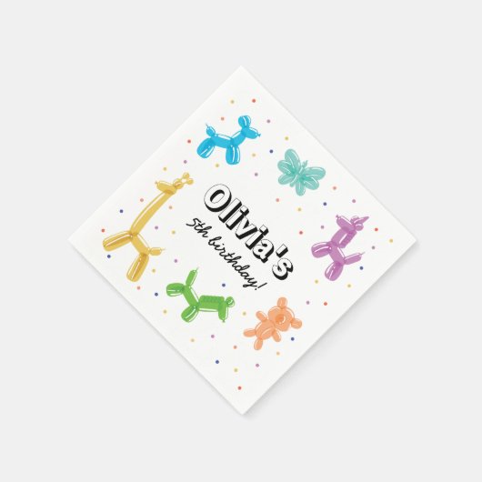 Bunte Ballontiere Geburtstagsparty Serviette (Ecke)