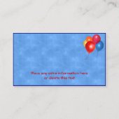 Bunte Balloons auf blau Visitenkarte (Rückseite)