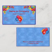 Bunte Balloons auf blau Visitenkarte (Vorne/Hinten)