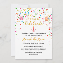 Bunte Balloons & Confetti Einladung zum Geburtstag