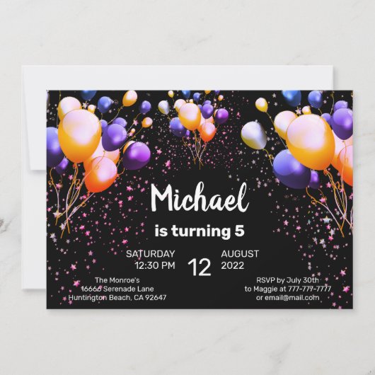 Bunte Balloons Geburtstagsfeier Einladung (Vorderseite)
