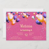Bunte Balloons Geburtstagsfeier Einladung (Vorderseite)