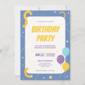 Bunte Balloons Geburtstagsfeier Einladung (Vorderseite)